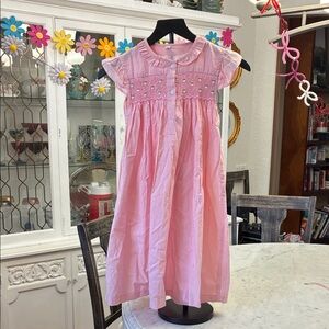 Embroidered Pink Smocked Dress